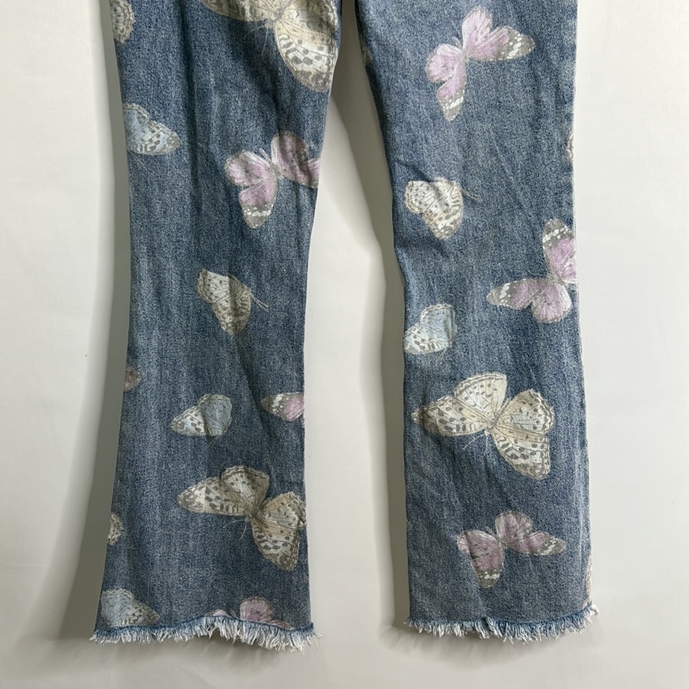 Tinseltown Y2k Butterfly 11” Rise Flare Jeans Gem